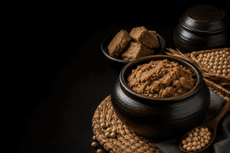 Korean doenjang soybean paste in a traditional earthenware container